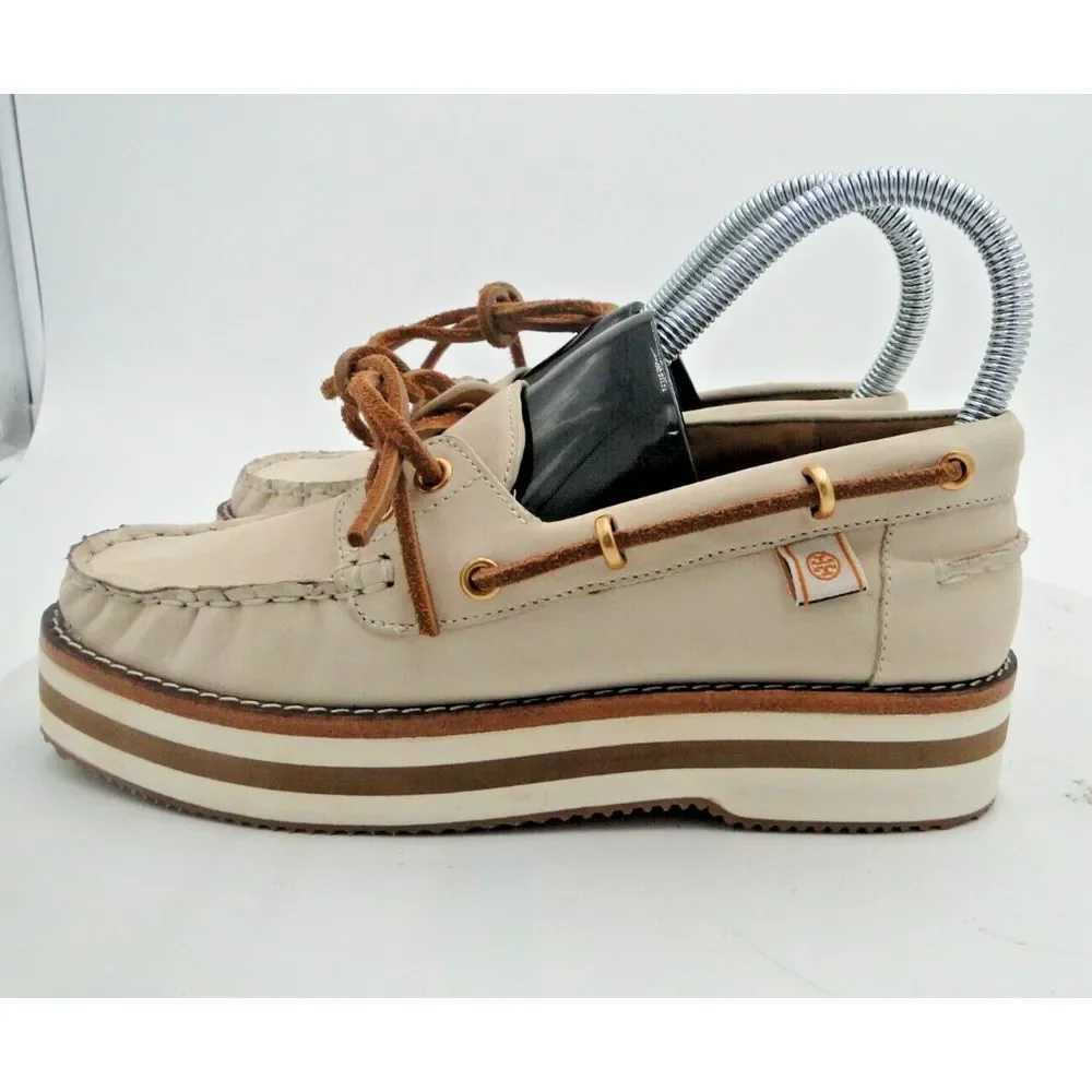 Tory Burch Joey Flat Form Boat Shoe Nubuck Comfort size‎ 5M